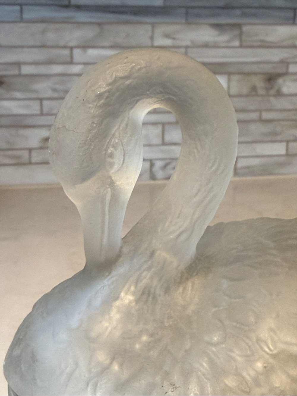 Vintage Satin Glass Covered Swan Dish